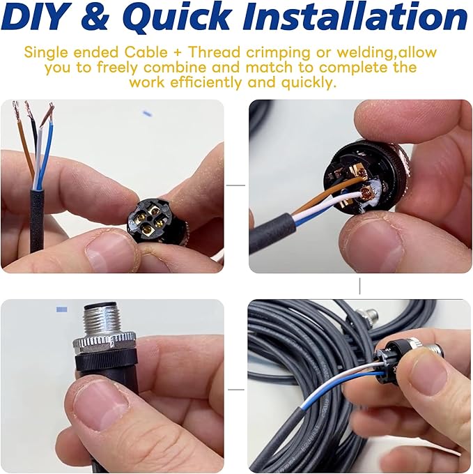 Lonlonty M8 Connector Aviation Sensor Cable - Female 3 Pin Right Angle 6.5Ft/2M Aviation Socket Shielded Electrical Cable for Industrial Automation Control,Fieldbus Module,Device Network