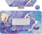 4-in-1 Large Mouse Pad, Keyboard Wrist Rest Pad & Wrist Support Mousepad Set, Extended Desk Pad Waterproof Desk Mat for Home Office Study Game