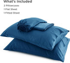 Bedsure Queen Sheet Set, Rayon Derived from Bamboo, Cooling Sheets, Deep Pocket Up to 16", Breathable & Soft, Hotel Luxury Silky Bedding for Hot Sleepers, Teal