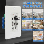 PNWCZ Wall Amplifier Compatible with Bluetooth 4 Channels Volume Control Wall Plate with USB/MIC/AUX(3.5mm) Inputs Terminal Block Connect 4 Speakers