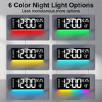 Xflyee 16.5" Digital Clock Large Display with Remote Control, 6-Color Night Light Digital Wall Clock with Dual Alarms, Temperature, Auto DST Large Clock for Living Room, Bedroom, Desk, Mounted, Gift