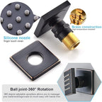 KATAIS Temperature Display Oil Rubbed Bronze Shower System, Push Button Shower Faucet with Handheld Spray, Ceiling Mount 12 Inch and 8 Inch Wall Mount Shower Head, 6 PCS Body Jet