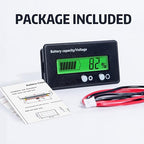 12V 24V 36V 48V Battery Capacity Indicator Golf Cart Voltage Meter with LCD Display Green Backlight, Waterproof Monitor Gauge Digital Voltmeter Testers for 3S-26S Lithium Battery&Lead-Acid Batteries