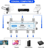 TKCHAX Coaxial Cable Splitter,Support 10-2602MHz,RG6 RG59 Coax Compatible,Work with MoCA2.5 and MoCA3.0, CATV, Satellite TV, Antenna, HDTV and High Speed Internet (6 Way Coaxial Cable Splitter)
