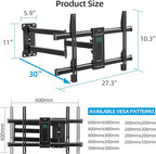 HCMOUNTING Pre-Assembled Corner TV Wall Mount for 32-80" TVs, Full Motion with Smooth Gliding Extension, 30" Long Arm, Single Stud Installation Holds 100lbs, Max VESA 600x400mm