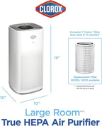 Clorox HEPA Air Purifiers for Home, True HEPA Filter, Large Rooms Up to 1,500 Sq Ft, Removes 99.9% of Mold, Viruses, Wildfire Smoke, Allergens, Pet Allergies, Dust, AUTO Mode, Whisper Quiet