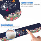 Keyboard Wrist Rest + Mouse Pad Wrist Support Set with Coasters, She Believed She Could So She Did Inspirational Quote Design Non-Slip PU Base Ergonomic Mousepad for Home Office Working Studying