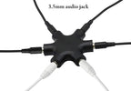 zdyCGTime Headphone Splitter, 6-Port Music Sharer, 3.5mm 6 Port Female Headset Adapter with 3.5mm M/M TRS Stereo Plug Cable (Black)