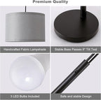 Fansdrick Floor lamp with Remote, 3 Light Arc Floor Lamps for Living Room, 2400LM Tall Standing Floor Lamps with Gray Shades, 80" Large Floor Lamp for Bedroom, Office