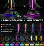 Oritikur RGB Headset Stand with 9 Light Modes and 2 USB Charging Ports - Controller Holder for Desk - Headphone Stand & Detachable Controller Hook for PC Earphone Gaming Room Setup Accessories
