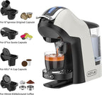 KOTLIE Single Cup Coffee Maker, Multi Capsule Machine Compatible With Various Capsule Types, 4 Temperature Settings, 7 Water Volume Levels,19 Bar(Glossy White)