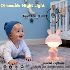 ShonlPin Night Light for Kids,Rechargeable Table Lamp,Touch Lamps for Nightstand,Dimmable,Breastfeeding,Nursery,Sleep Aid,Pink Bunny Decor Gifts Stuff for Baby Toddler Boys Girls Christmas Birthday