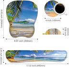 Ergonomic Mouse Pad Wrist Support and Keyboard Wrist Rest Set with Coasters, Non-Slip PU Base, Easy Typing & Pain Relief for Computer Laptop Home Office, Shore Palms Tropical Beach