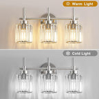 EJIAXIN 3 Light Crystal Bathroom Light Fixtures, Brushed Nickel Vanity Mirror Lights, Crystal Bath Vintage Wall Mounted Lamps Wall Light Fixtures for Bathroom, Living Room