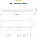 StarTech.com 16-Outlet Horizontal Rack Mount Metered PDU, 1U Server Power Strip w/Surge Protector, 8ft/2.4m Power Cable, TAA