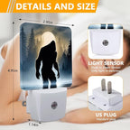 GANTINIR Funny Bigfoot Sasquatch Night Light, Plug-into Forest Moon Nightlight White LED Lamp, Energy Efficient Decor Desk Lamp for Bedroom Hallway Stairs Bathroom