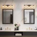 FDPBY Bathroom Vanity Lights 4-Light Plating Black Modern Crystal Vanity Light Fixtures Over Mirror Crystal Bathroom Vanity Lighting Fixtures
