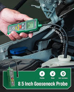 TESMEN TBF-300 Brake Fluid Tester with 8.5-Inch Corrosion Resistance Gooseneck Probe, Testing for DOT3, DOT4, DOT5.1, Brake Fluid Tester Pen with Light, Data Hold, Backlight Alarm for Auto Care-Green