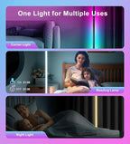 YTDRGB Corner Floor Lamp RGBW, LED Floor Lamp with APP, IF Remote Control, Music Sync, Timer and 16 Million DIY Colors, Smart Corner Light for Gaming Rooms Bedrooms