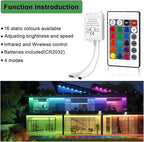 Taoellen RGB LED Light Strip Remote Controller, Dimmer for RGB LED Strip Lights, 24 Key Wireless IR Remote Controller for SMD 5050 3528 Rope Lights