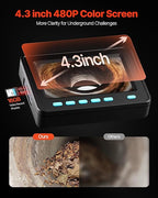VEVOR Sewer Camera, 98.4 ft/30 m, 4.3" Pipe Drain Inspection Camera with DVR Function and LED Lights, Waterproof IP68 Borescope, Industrial Endoscope for Home Wall Duct Drain Pipe Plumbing
