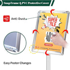 Mutualsign 3Pcs Heavy Duty Pedestal Sign Holder for Display, 11 x 17 inches Adjustable Floor Standing Sign Holder with Weighted Base , Sign Stand for Indoor/Outdoor Advertising，Silver