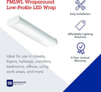 Lithonia Lighting 2 Foot LED Light Fixture, Low-Profile LED Wraparound Flush Mount Ceiling Light, 4000K Cool White, 120V, 24-Inch (FMLWL 24 840)
