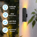 wowlite RGB Up and Down Lights Outdoor Wall Sconce 4 Pack, Smart Color Changing Porch Lights Outdoor Wall Sconce Light WiFi Voice & App Control, Tunable White Exterior Lights for House Porch Garage
