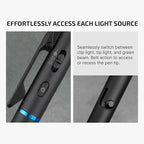 OLIGHT O'Pen 3 EDC Pen Light,120 Lumens with Green Beam, Red and White, USB-C Rechargeable LED Flashlight for Office, Writing, Presentation, Outdoor Uses, Professional Business Gift(Black)
