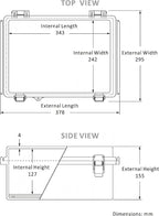 Gratury Junction Box, IP67 Waterproof Plastic Enclosure for Electrical Project, Hinged Grey Cover, Includes Mounting Plate and Wall Bracket (Grey Cover, 14.6"×10.6"×5.9")