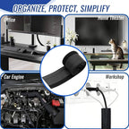 Flauzmann 1.5" - 6.6FT Chew Proof Cord Protector from Pets, Black Heavy Duty Dog & Cat Cable Sleeve Cover - Flexible Split Sleeve for Home, Office, Automotive Wires