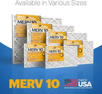 BNX TruFilter 14x20x1 MERV 10 (2-Pack) AC Furnace Air Filter - MADE IN USA - Pleated Air Conditioner HVAC AC Furnace Filters - Removes Odor, Mold, Bacteria, Smoke