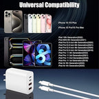 USB C Charger for iPhone 15,4-Port Fast iPhone 15 Wall Charger Block,2Pack 40W Multiport Quick USB C Wall Charger Plug Adapter,10FT USB C to C Cable for iPhone 15/15 Pro/15 ProMax/15 Plus,iPad Pro/Air