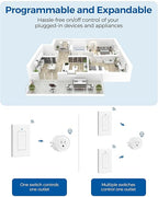 Remote Control Outlet, WILAWELS Wireless Light Switch, Removable Remote Light Switches, On Off Remote Outlet Switch for Lamps, Lights, Fan, Appliance, Expandable, 100ft RF Range, FCC Listed W05RC1106