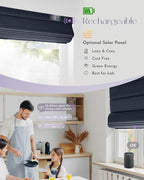 Graywind Smart Roman Shades Compatible with Alexa Google Rechargeable Motorized Blinds with Remote Blackout Roman Window Shades Plain Fold Soft for Doors Bedroom, Custom Size (Flowline Midnight)