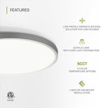 ASD LED 12" Round Flush Mount Ceiling Light Fixture, Low Profile Surface Lighting | 5CCT, Dimmable, Ultra-Thin, ETL Listed | 24W 1900LM 2700-6000K 120V | Kitchen, Hallway Lamp | Nickel, 12 Pack
