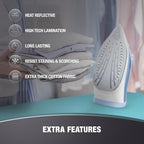 COTTY HOME Extra Thick Ironing Board Covers with Pad Standard Size 15x54, Heat Reflective Full Scorch Resistant Padding, Snug Fit Non-Slip Nose Pocket Fastener Straps Elastic Edges, Turquoise