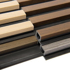 Art3d 4-Pack 6 x 6 Inch WPC Wood Slat Wall Panel for Interior Wall Décor, 3D Wood Fluted Acoustic Wall Paneling for Living Room Bedroom Home & Office - 4 Colors
