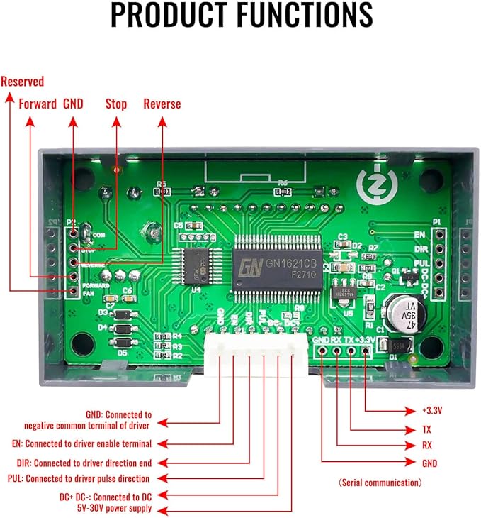 EMIHO Stepper Motor Controller DC 5-30V Fit for Nema17/23 Motor, 1/128 Micro-Step Resolution Forward Reverse Delay Time Angle Speed Adjustable Stepper Motor Control Module with HD Display