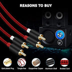 Goalfish RCA Cable, 2-Male to 2-Male RCA Audio Cord Stereo Subwoofer Cable [2Pack, Hi-Fi Sound, Shielded] Auxiliary Cord for Home Theater, HDTV, Amplifiers, Hi-Fi Systems, Speakers- 6 Feet, Red