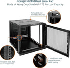 Tecmojo 12U Wall Mount Rack Cabinet, Heavy-Duty 176 Lbs High Load Capacity, 19” Enclosed Server Network Rack with 2 Colling Fans, Mesh Door, 23.6” Deep – Elite Collection