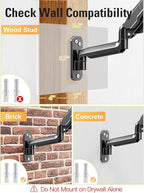 DreamAxis Single Monitor Wall Mount for 13-32" Computer Screens, Gas Spring Monitor Arm Holds Up to 19.8 lbs, Full Motion Height Adjustable Wall Bracket, 75x75/100x100mm VESA Mount, XD7001