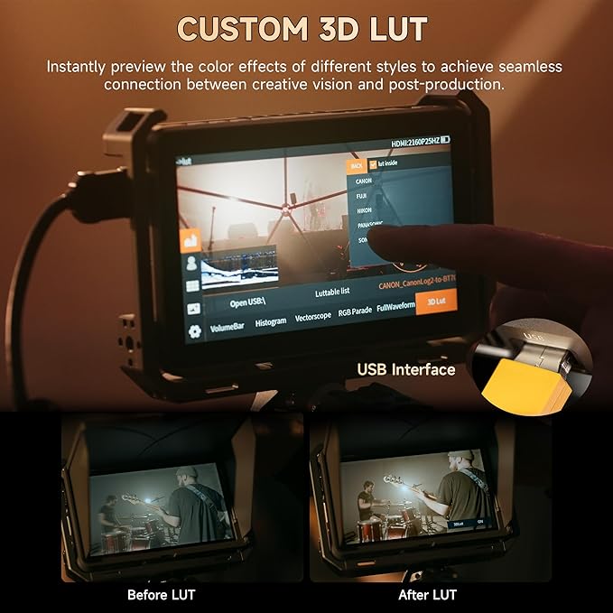 VILTROX DC-X3 2000 Nits SDI Camera Field Monitor, 4K HDMI 6 inch Touchscreen On Camera Monitor, 3D Lut 1920X1080 HD Focus Peaking Assist Full Waveform Video Field Monitor with Battery Sunshade Hood