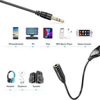 PChero 3.5mm Headphone Extension Cable with Volume Control, 3.3FT Male to Female Stereo Audio Jack Extender Aux Extension Adapter Cord for Headset Earphones Smartphones Tablets MP3 Players
