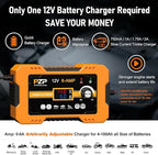 12V Automatic Car Battery Charger, 0-6A Arbitrarily Adjustable Smart Trickle Charger, Auto Desulfator with Battery Repair, Battery Maintainer with Winter Mode for AGM, Gel, Deep Cycle, Lead-Acid