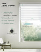 Yoolax Motorized Blinds with Remote, Electric Zebra Blinds for Indoor Windows, Room Darkening Smart Shades with Voice Control, Compatible with Alexa Google Home, APP Control, 40" W x 72" H, White