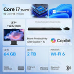 Lenovo IdeaCentre Business Computer All-in-One PC, 27" FHD 100Hz Display, Intel Core i7-13620H, 32GB DDR5, 2TB SSD, Wi-Fi 6, Windows 11 Pro with AI & Microsoft Copilot, Wireless KB & M, Grey