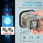 Richelock Fingerprint Door knob, Smart Biometric Door Lock with Keypad, Keyless Entry Code Door Knob, Waterproof & Weatherproof, Auto Lock,Voice Navigation, for Bedroom, Gate,Office