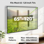 USX MOUNT Fixed TV Wall Mount for 65-120 inch Flat TVs up to 220 Lbs, Low Profile Wall Mount TV Bracket fits 16" 18" 24" 32" Stud Spacing, Max VESA 900x600mm for Most 65 75 85 86 90 98 100 120 inch