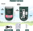 Qualirey 2 Pack Solar Sound and Light Alarm Motion Sensor 129db Outdoor Security Siren Waterproof Motion Activated Detector Alarm 6 LEDs Flash Warning Strobe System for Home, Farm (Green)